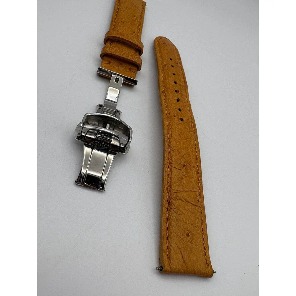 OEM Nicolet 1886 Tan Genuine Ostrich Leather Watch Strap 20mm Deployment Clasp